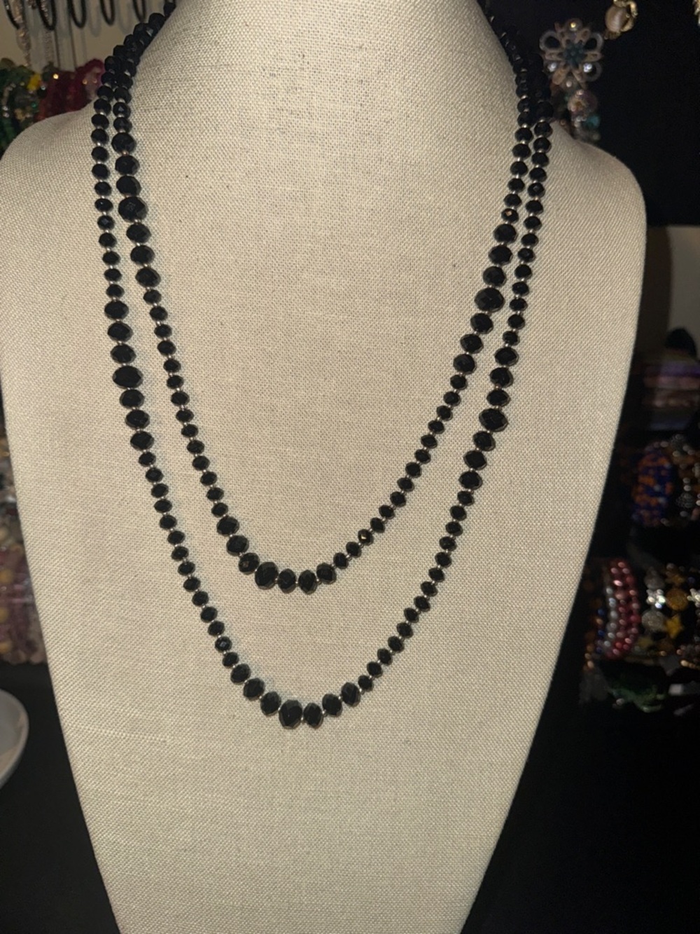 White House Black Market Long Faceted Glass Necklace